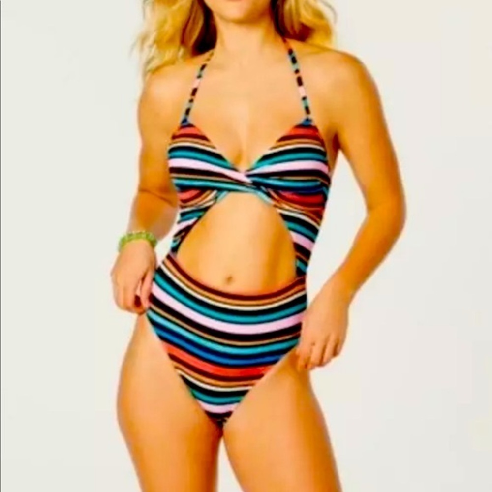 SUNDAZED Lucky Stripes Printed One Piece Swimsuit